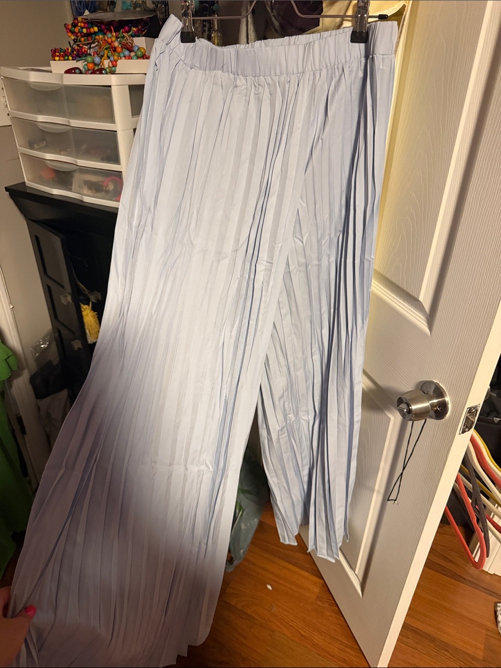 SHEIN Light Blue Pleated Wide Leg Pants